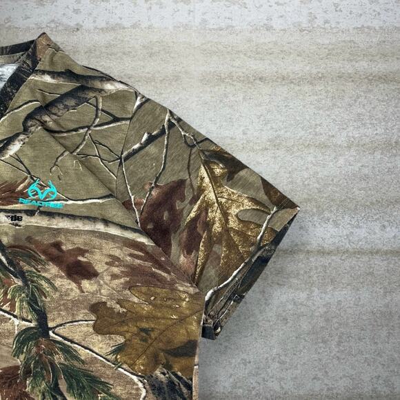 Vintage 90s Mossy Oak Shirt Womens XL Hunting Camo Cotton Short Sleeve Woodland - Picture 3 of 4